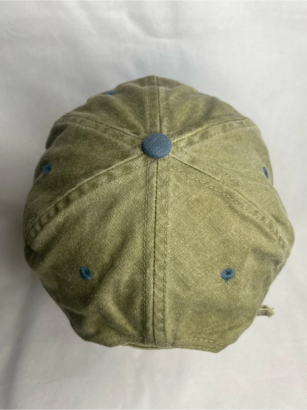 VTG NASA Insignia Embroidered Cotton Cap Plastic Lines Adjustable Snap Olive Hat